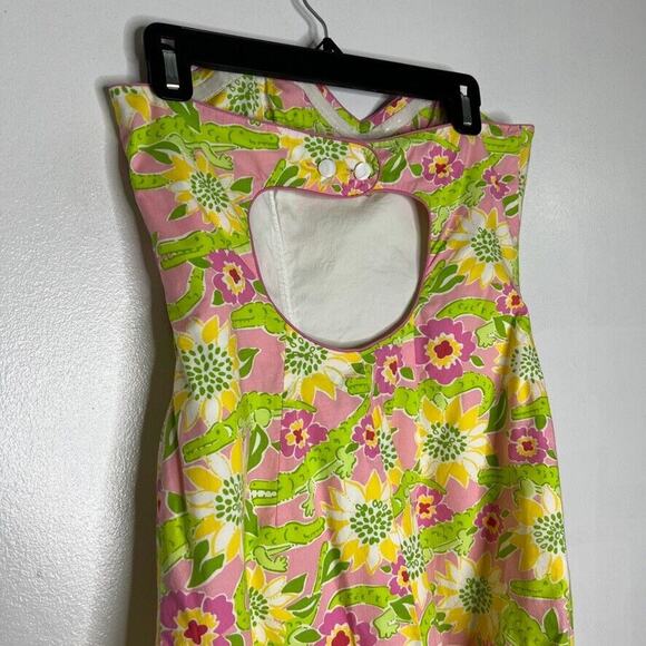 Lilly Pulitzer Women's Size 4 Strapless Dress Alligator Floral Print Pink Green - Picture 11 of 12